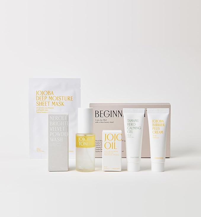 Beginner Edition (Jojoba Oil 10ml, Jojoba Toner 50ml, Jojoba Barrier Plus Cream 30ml, Jojoba Mask Sheet 1ea, Tamanu Hero Carlming Gel 30ml, Neroli Powder Wash 5ea)-VivaGrace Women
