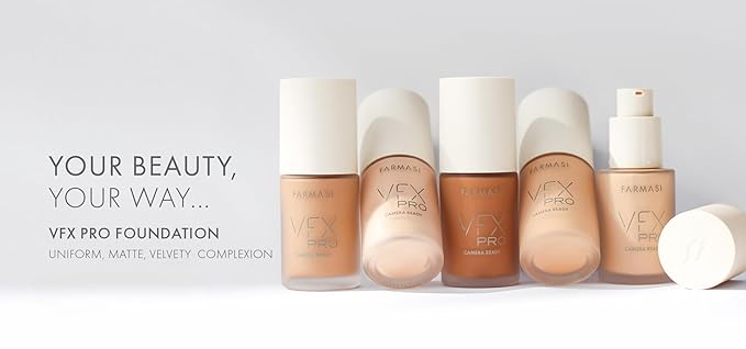 FARMASi Vfx Pro Foundation, Full Coverage Liquid Cream, Lightweight Long Lasting Coverage, Breathable Skin Moisturizer with Color True Matte Blending, Face Makeup, 1 fl. oz / 30 ml - Cool Light 02-VivaGrace Women