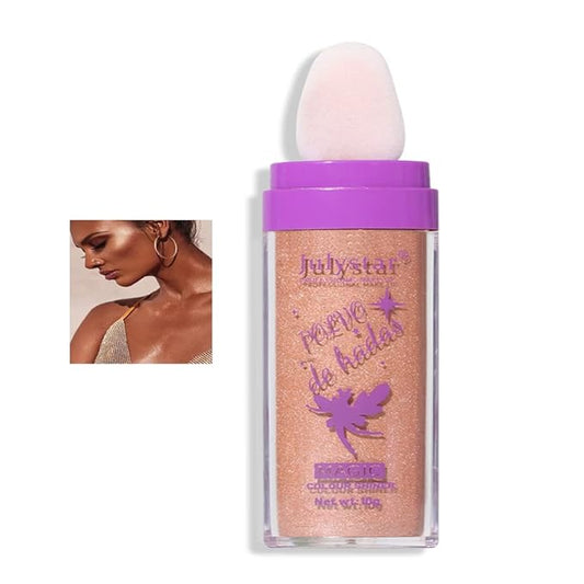 AKARY Shimmer Highlighter Powder, Fairy Polvo De Hadas Highlighter Powder & Blush Stick, Instant Glow Luminizer Duo, Glitter Body Face Hair High Gloss Stick, Sparkle Smudge-Proof Highlighter Stick Party Makeup (B-#03)-VivaGrace Women