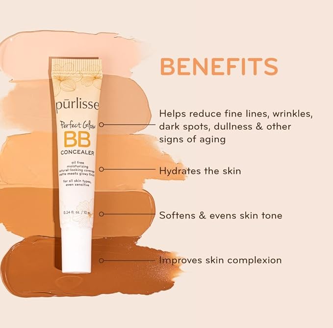 purlisse BB Concealer - BB Cream for All Skin Types - Oil-Free Moisturizing, Smooths Blemishes - .34 Ounce (Medium)-VivaGrace Women