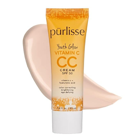 pürlisse Youth Glow Vitamin C CC Cream with SPF 50 - Color Corrector Enriched with Sea Buckthorn, Vitamin C & Hyaluronic Acid - Boosts Radiance & Youthfulness - Paraben-Free - Fair (1.4 oz)-VivaGrace Women