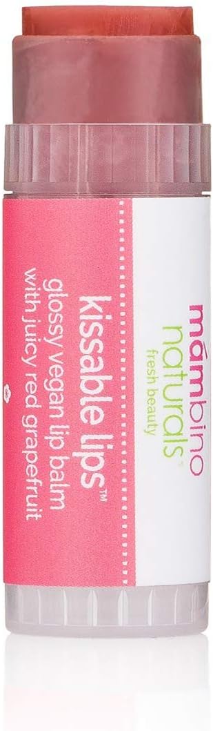 Mambino Organics Kissable Lip Balm, Moisturizing Glossy Vegan Lips, Juicy Red Grapefruit, 7 g-VivaGrace Women