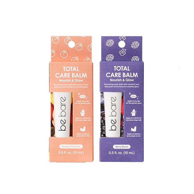 Total Care Balm Dual Pack - Berry Burst and Peachy Pleasure Nourishing Multi-Balm with Vitamin E for Moisturizing Lips, Nails, Elbows and Dry Skin (2 pc)-VivaGrace Women
