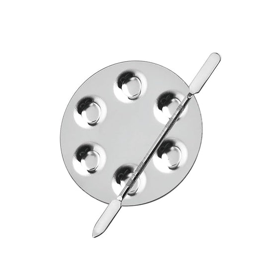 Metal Mixing Palette Makeup Spatula, Foundation Mixing Palette Hand, Make Up Tools Mini Mixing Tray with Finger Ring, Small Makeup Mixing Palette, Pack of 2-VivaGrace Women
