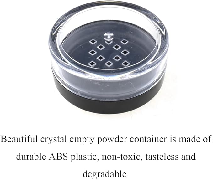 HAHIYO 4pcs 10ml/0.34oz Plastic Empty Travel Compact Case Makeup Cosmetic Jar Refillable Powder Box No Leak Holder with Common Sifter and Black Screw Lid-VivaGrace Women
