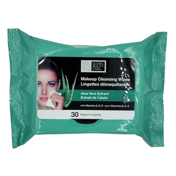 Global Beauty Care Aloe Vera Makeup Remover, Disposable Facial Towelettes, Ultra Soft, For All Skin Types, Moisturizing, Refreshing & Skin Soothing Formula, Convenient, 120Ct. 4 Packs of 30 Wipes