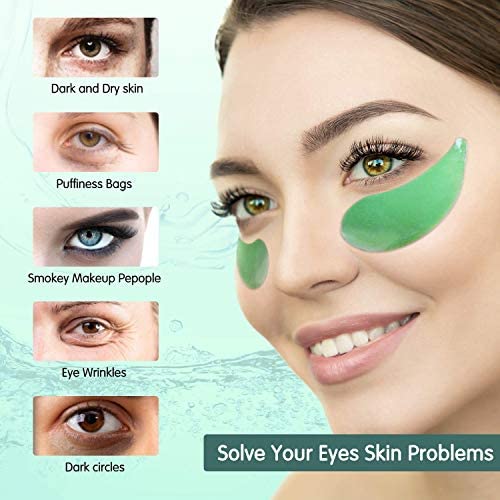 60Pcs Gel Crystal Collagen Eye Pads, Under Eye Mask for Moisturizing,Fine Lines, Dark Circles& Puffy Eyes Under Eye Patches (Green(Canned)-VivaGrace Women