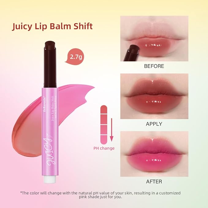 Juicy Lip Balm Shift, Slick Click pH Color Changing Lipstick Hydrating & Moisturizing Color Changing Lip Gloss,Nourishing Lip Care,Lips Moisturizer,Plumping Non-Sticky Sheer Tinted Lip Balm (SET A)-VivaGrace Women
