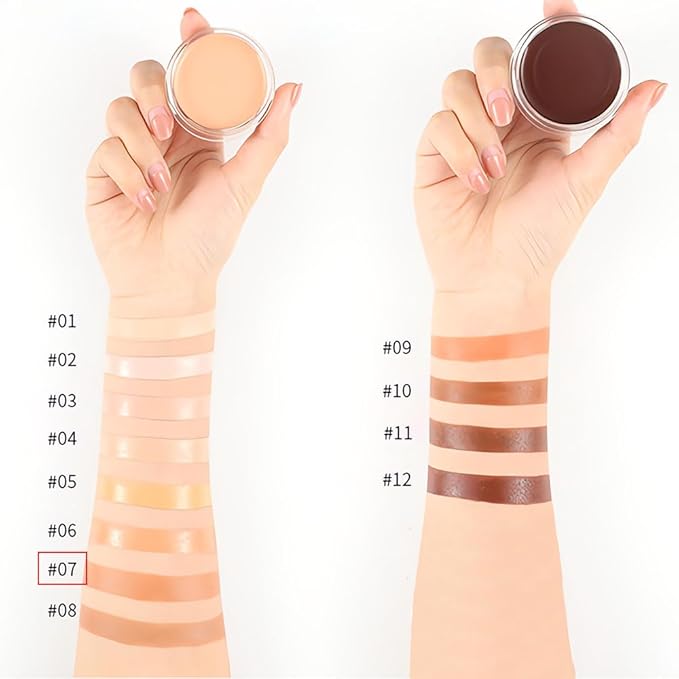 Kaely Cream Pot Concealer Full Coverage Set,Conceal Brighten Dark Circles,under Eye Brightener Color Correcting Concealer,Waterproof Foundation Palette with Brush,corrector de ojeras,Vegan Makeup,07-VivaGrace Women