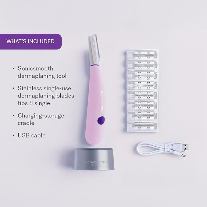 Michael Todd Beauty Sonicsmooth Dermaplane Razor for Women Face + Eyebrow trimmer Dermaplaning System - Peach Fuzz Remover - 8 Weeks of Dermaplaning Blades-VivaGrace Women