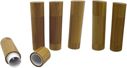 Bamboo Empty Lip Balm Containers 5.5g 6 Pack,Refillable DIY Lip Balm Tube Containers with Clear PP Plastic Inner,Lip Gloss Tubes Chapstick Holder for DIY Cosmetic Samples Deodorant-VivaGrace Women