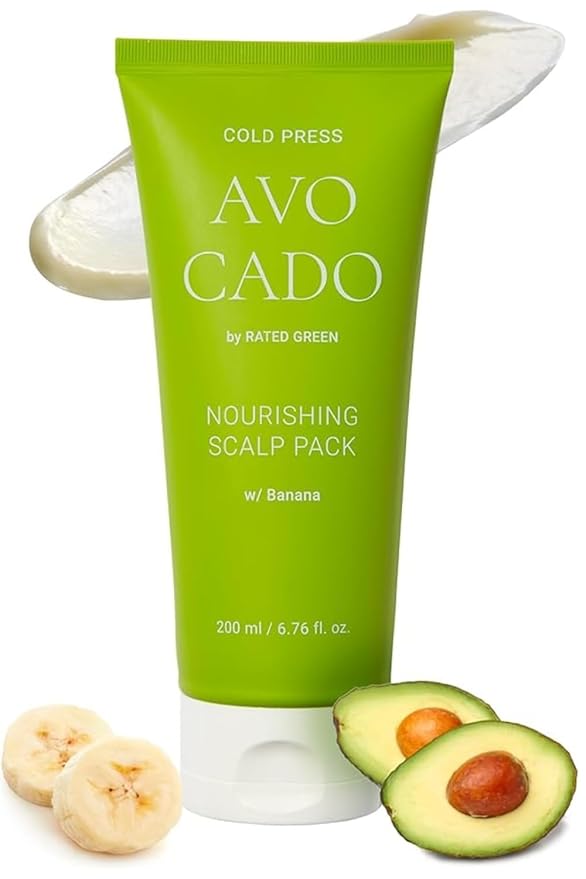 RATED GREEN Cold Brew Avocado Nourishing Scalp Pack with Banana - Korean Hair Conditioning Mask - Deep Hydrating Treatment for Dry Damaged Hair (6.76 Fl. Oz)-VivaGrace Women