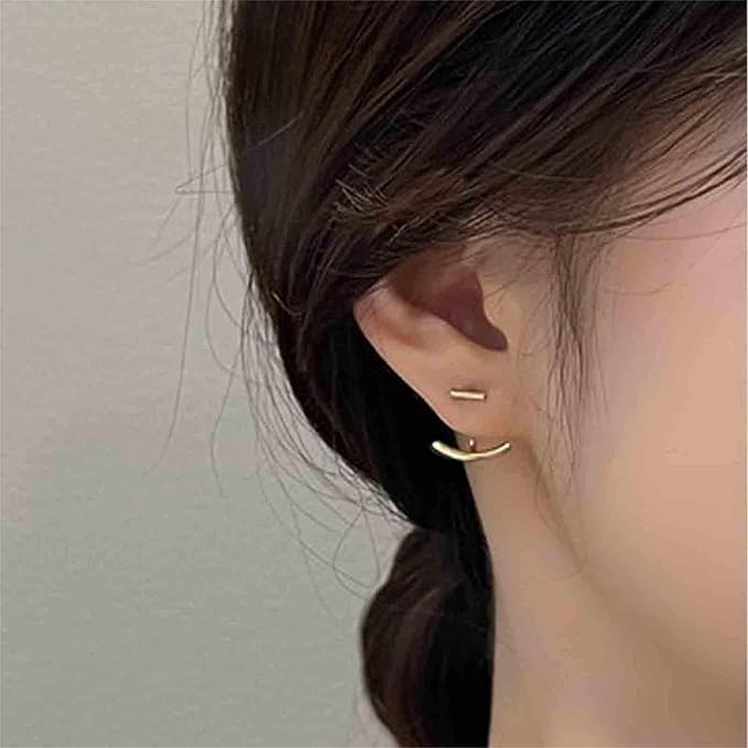 Boho Bar Ear Jacket Earrings Gold Stick Studs Earrings Minimalist Geometric Earrings Bar Ear Crawlers Earrings Jewelry for Women and Girls-VivaGrace Women