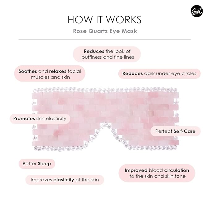 [glowiest] Rose Quartz Eye Mask: 100% Real Stone Eye Mask to improve Fine Lines, Puffiness and Irritation | For Hot & Cold Anti-Aging Therapy-VivaGrace Women