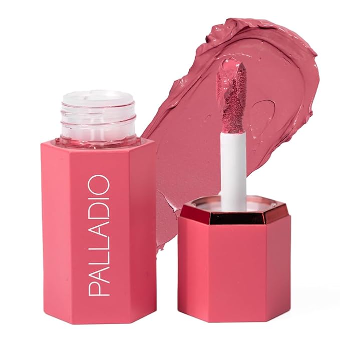 Palladio Liquid Blush for Cheeks & Lips 2-in-1 Makeup Face Blush, Weightless Cream Formula, Smudge Proof Long-Wearing Pigmented Blush, Natural Look Makeup Face Blushes, Dewy Finish, Cool Pink-VivaGrace Women