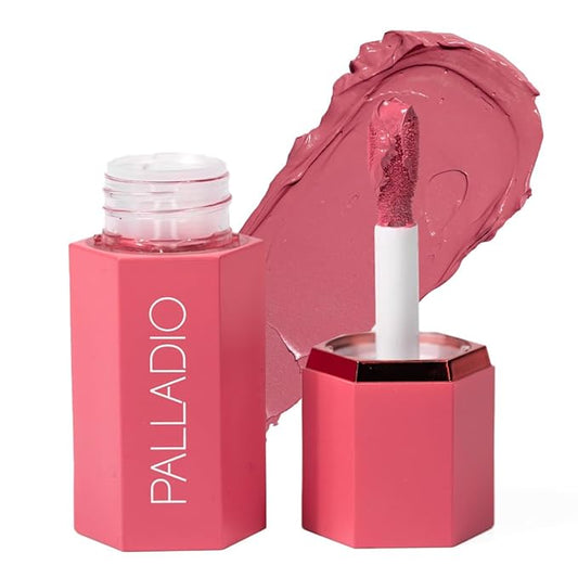 Palladio Liquid Blush for Cheeks & Lips 2-in-1 Makeup Face Blush, Weightless Cream Formula, Smudge Proof Long-Wearing Pigmented Blush, Natural Look Makeup Face Blushes, Dewy Finish, Cool Pink-VivaGrace Women