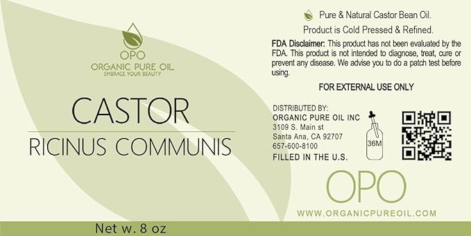 Pure Castor Oil - 8 oz w/Dispense Cap - Pure, Natural, Non-GMO, Hexane-Free, Vegan Carrier Oil - Promotes Hair Growth, Conditions - Skin, Hair, Lashes, Brows, Cuticles & More-VivaGrace Women