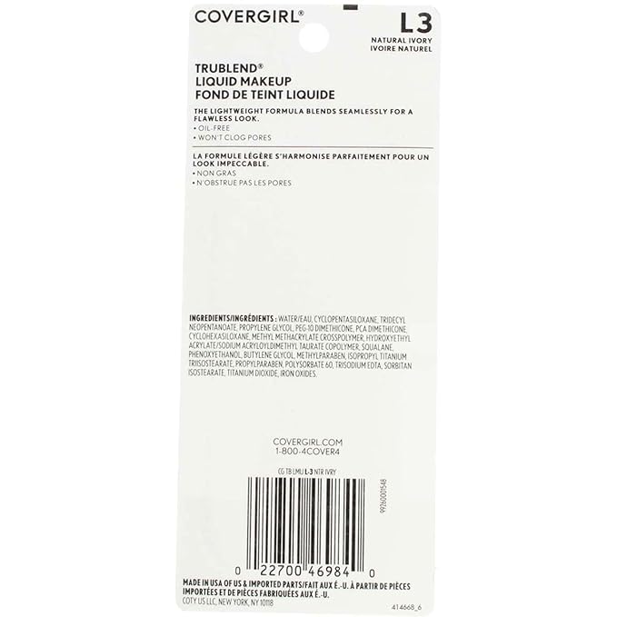 COVERGIRL Trublend Oil-Free Liquid Foundation, Lightweight, Dewy Finish, 1 Fl Oz, Hydrating Foundation, Moisturizing Foundation, Cruelty-Free Foundation, Blends Seamlessly, Won't Clog Pores-VivaGrace Women