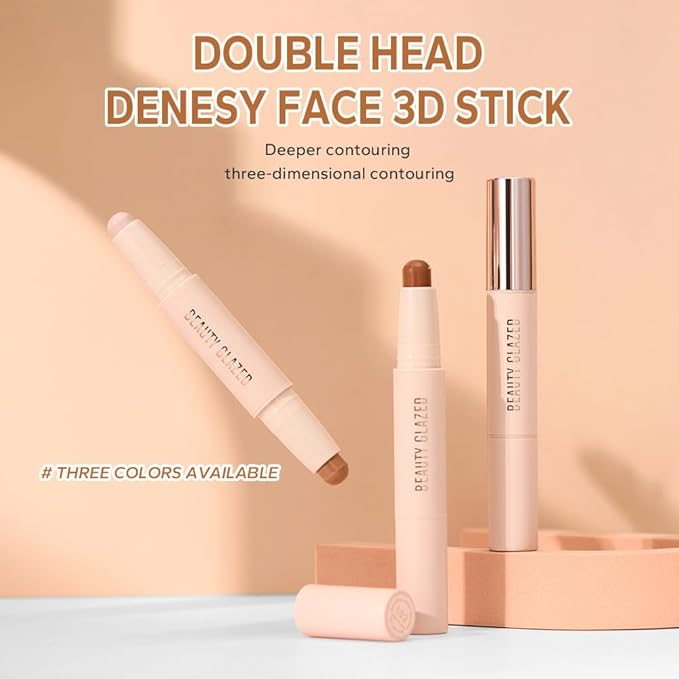 Double head contour stick, Highlight & Contour Bronzer Stick, durable and waterproof contour stick set, facial makeup contour face cream (03#Bronzer contour and glow sticks) ﻿-VivaGrace Women