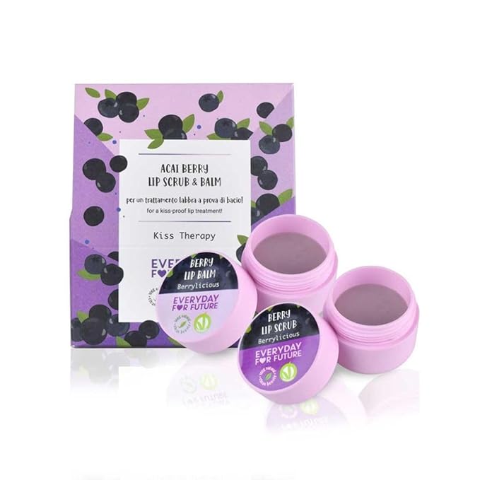 Acai Berry Lip Scrub & Lip Balm Kit | Moisturizing Lip Scrub & Lip Balm Lip Kit, Vegan & Cruelty Free Lip Scrub & Lip Balm Lip Kit | 100% Natural Lip Scrub & Lip Balm Lip Kit-VivaGrace Women