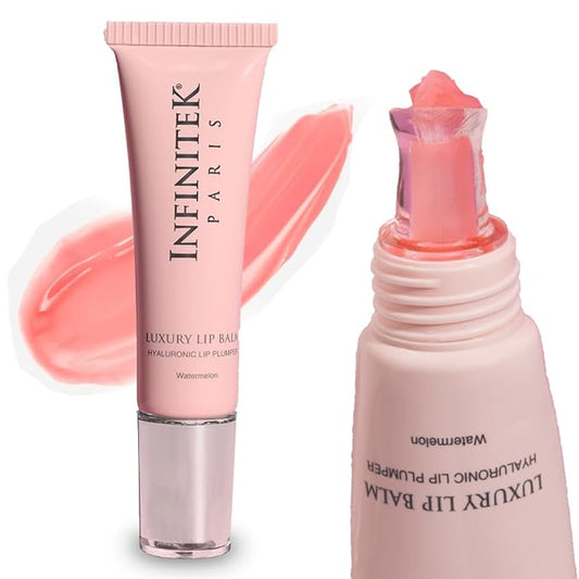 Infinitek Paris Luxury Lip Balm with Hyaluronic Acid - Hydrating Lip Gloss Plumper, Volumizing Tinted Lip Balm Makeup, Plumping Lip Gloss to Nourish & Repair Damaged Lips, 0.33 oz / 9.35 g-VivaGrace Women