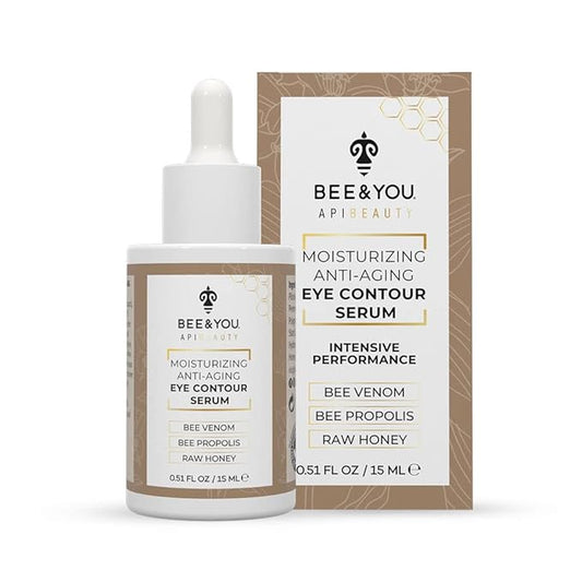 BEE and YOU Eye Cream, Anti Aging, Anti Wrinkle Serum 100% Natural with Bee Venom, Propolis Extract, Raw Honey, Hyaluronic Acid, For Dark Circles Under Eye Treatment and Puffiness, Skin Care, 15ml-VivaGrace Women
