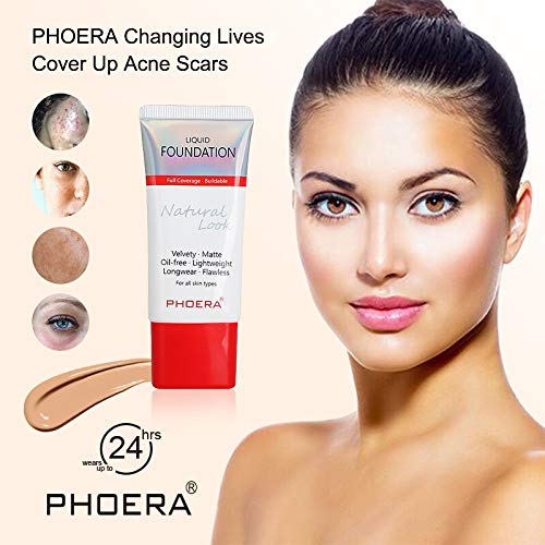 AQUAPURITY PHOERA Full Coverage Foundation New Formula Waterproof Long Lasting Oil Free Velvet Matte Liquid Foundation for Oily Skin Flawless Makeup Base Cream Concealer (108 Tan)-VivaGrace Women