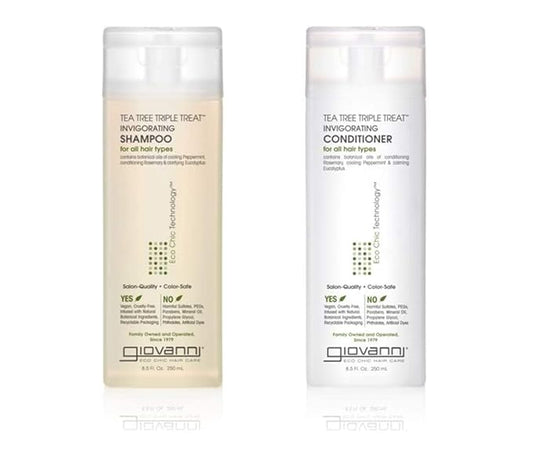 GIOVANNI Tea Tree Triple Treat Invigorating Shampoo & Conditioner Set - Cooling Peppermint, Eucalyptus, Rosemary, Helps Dry, Flaky Scalp, Salon Quality, Vegan, Cruelty Free - 8.5 oz Each-VivaGrace Women