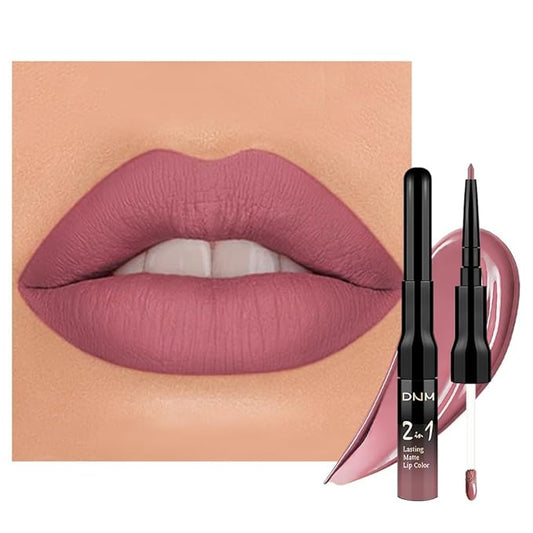 evpct 1Pcs Mauve Matte Lip Liner Stain Liquid Lipstick Makeup Set for Women, Mauve Lip Stick Liner Combo Long Lasting Waterproof, labiales matte mate larga duracion Long Wear 24 hours Lipstick, 34-VivaGrace Women