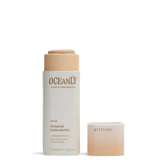 ATTITUDE Oceanly Light Coverage Face Tinted Oil Stick, EWG Verified, Titanium Dioxide-Free, Vegan & Cruelty-Free Tinted Moisturizer, Plastic-Free, Nude, 0.42 Ounces-VivaGrace Women