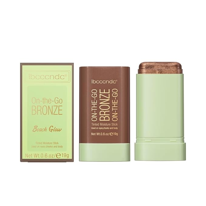 Multi-Use On The Go Bronzer Stick, Cream Contour Stick, Highlight Facial Stick Makeup, Glow Bronzer Stick for Women, Long-lasting Tinted Stick (4# Beach Glow)-VivaGrace Women