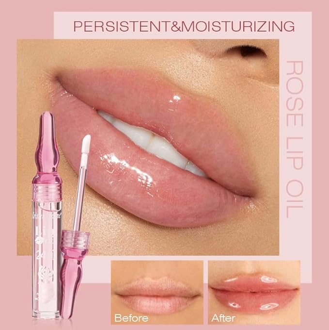 Rose Lip Oil Moisturizing Nourishing Repair Lips Reduce Fine Lines Relieve Dryness Long-Lasting Daily Use Lip Care-VivaGrace Women