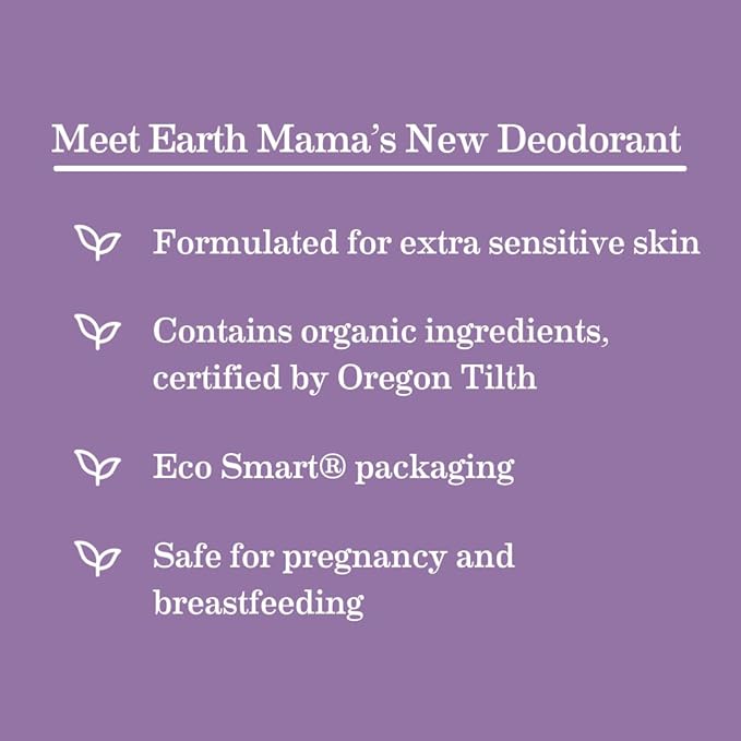 Earth Mama Calming Lavender Deodorant | Safe for Sensitive Skin, Pregnancy and Breastfeeding, Contains Organic Lavender, Calendula and Coconut Oil, No Baking Soda or Aluminum, 2.65-Ounce-VivaGrace Women