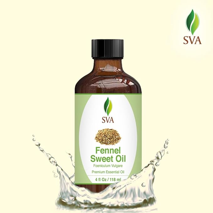 SVA Sweet Fennel Essential Oil – 4 Fl Oz – 100% Natural Fennel Oil - for Diffuser, Hair Care, Face, Skin Care, Aromatherapy, Scalp and Body Massage, Soap and Candle Making – with Dropper-VivaGrace Women
