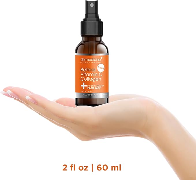 3 in 1 Super-Charged Anti-Aging Face Mist w/Retinol, Vitamin C + Collagen | Hydrates, Refreshes & Brightens for a More Glowing Complexion | 2 fl oz, 60 ml-VivaGrace Women