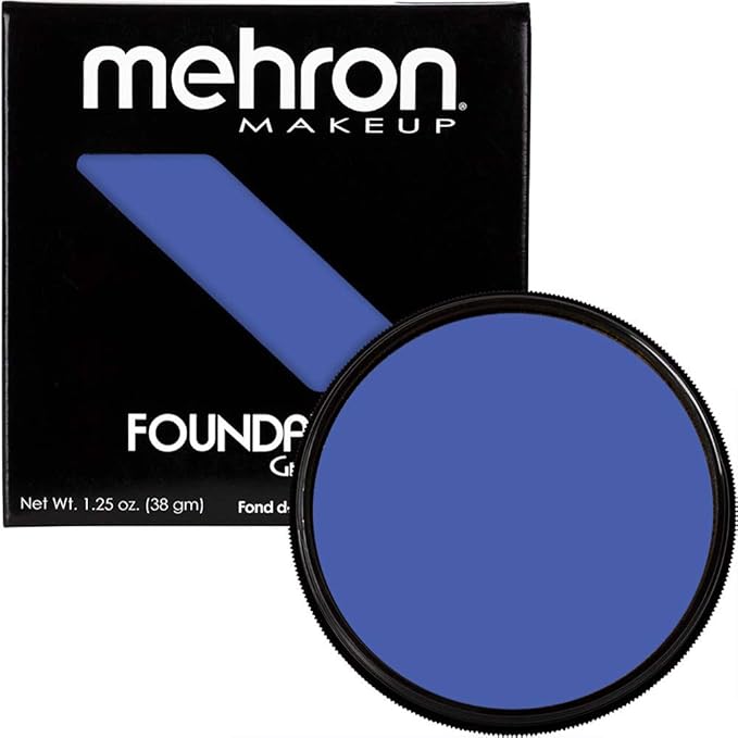 Mehron Makeup Foundation Greasepaint | Stage, Face Paint, Body Paint, Halloween Makeup 1.25 oz (38 g) (BLUE)-VivaGrace Women