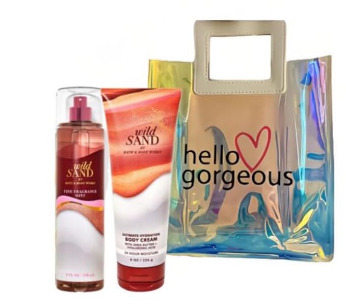 White Barn - Bath and Body Works - Gift Set 2 Piece Bundle - with Gift Bag HELLO GORGEOUS (Wild Sand)-VivaGrace Women