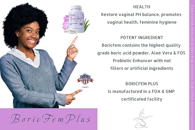 Boric Acid Vaginal Suppositories Plus Aloe Vera & FOS Probiotic Enhancer 800mg/, 30 Count All Natural Made in USA-VivaGrace Women