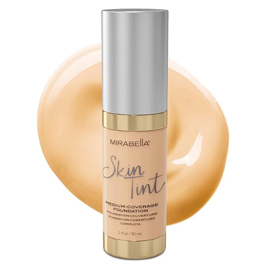 Mirabella Skin Tint Creme Liquid Foundation Makeup, Oil-Free Mineral Foundation for Medium Coverage - w/Hyaluronic Acid, Squalane, & Allantoin for All Skin Types - IIW Warm-VivaGrace Women