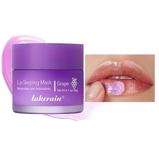 Sleeping Lip Mask, Long-Lasting Nourish & Hydrate Lip Mask, Lip Balm, Lip Oil, Lip Skin Care, Hydrating, Moisturizing Lip Lines Night Sleep Care Lip Anti-chapped Lip Cream (04# Grape)-VivaGrace Women