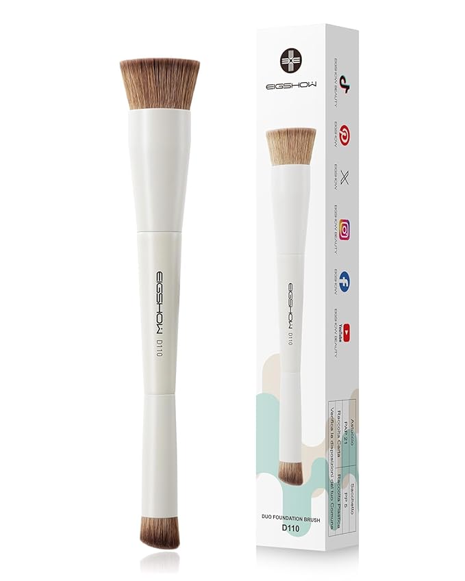 EIGSHOW Foundation and Concealer Brush, Dual Ended Makeup Brush For Flawless Foundation Coverage, Under Eye Concealer, Vegan & Cruelty-free (D110-Beige)-VivaGrace Women