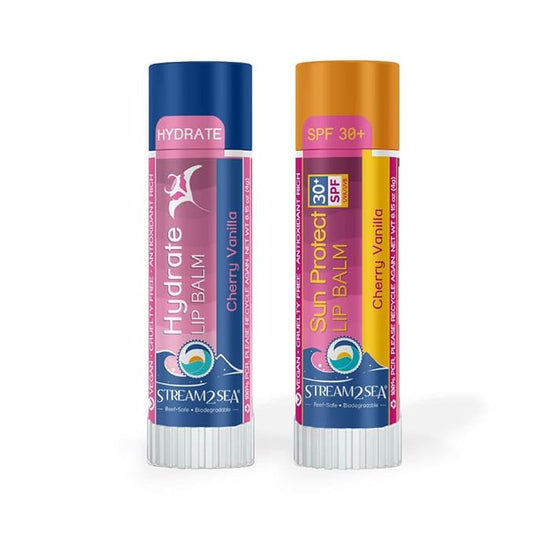 STREAM 2 SEA Cherry Vanilla Lip Balm, Reef Safe SPF 30 and Hydrate Organic Lip Balm Set, Moisturizing Indoor + Sun Protect Outdoor Lip Balm For Beach and Sports, Paraben Free Lip Moisturizer-VivaGrace Women