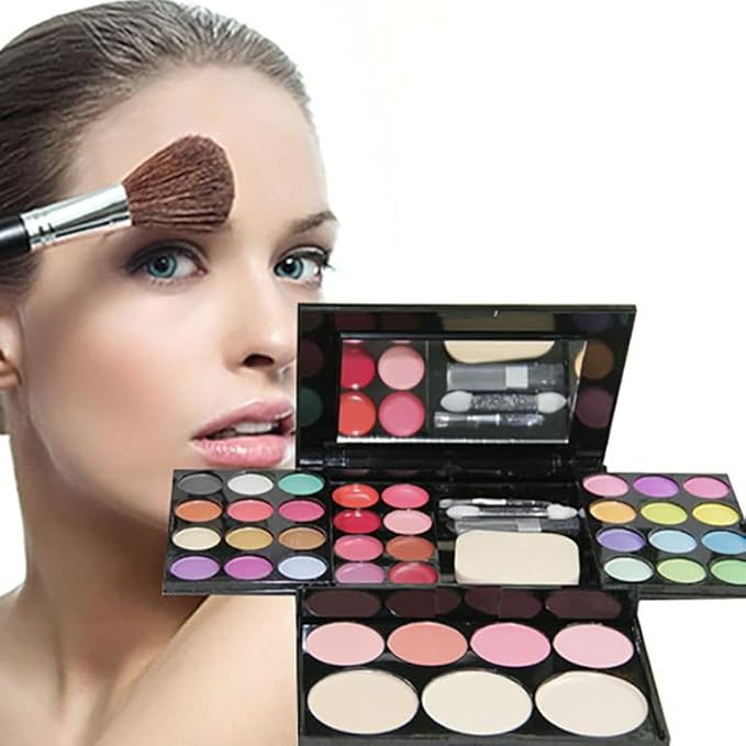 Ladies vegan girl makeup kits all in one box set cosmetic Eye shadow Palette matte gift makeup kit full blush makeup set (Multi Colored)-VivaGrace Women