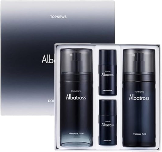 CHARMZONE Albatross Skincare for Men Aftershave Toner and Emulsion Set Father's Day Gift Set Hydrating Moisturizing Nourishing Toner+ Fluid + Travel size Total of 10.5 fl.oz-VivaGrace Women