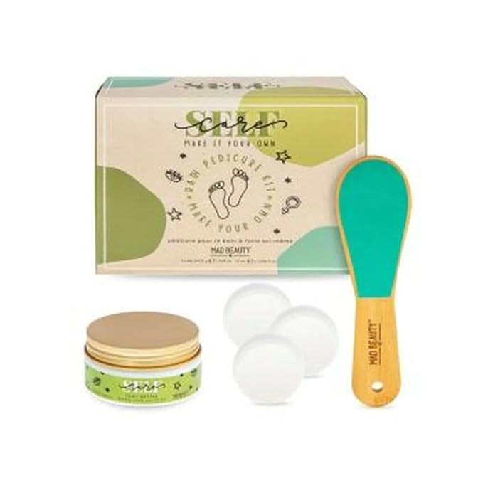 MAD Beauty Make it your Own Pedicure Set Make It Your Own Pedicure Set, Self-Care SIY Kit, 3 Refreshing Ginger Pear Foot, Wooden Foot File, & Moisturizing Foot Butter-VivaGrace Women