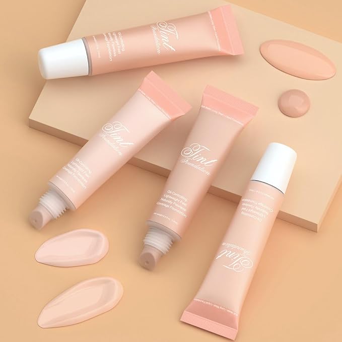 2 Pack Liquid Foundation Cream with Foundation Brush for Face Makeup,Durable Full Coverage Matte Concealer Make Up,Oil Control & Waterproof Base Primer -1 Fl.Oz (#02)-VivaGrace Women