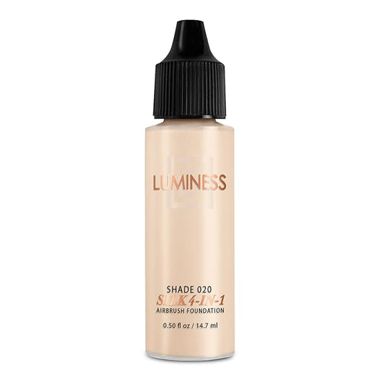 Luminess Air Silk 4-In-1 Airbrush Foundation- Foundation, Shade 020 (.5 Fl Oz) - Sheer to Medium Coverage - Anti-Aging Formula Hydrates and Moisturizes - Professional Makeup Kit for Cordless Air Brush-VivaGrace Women