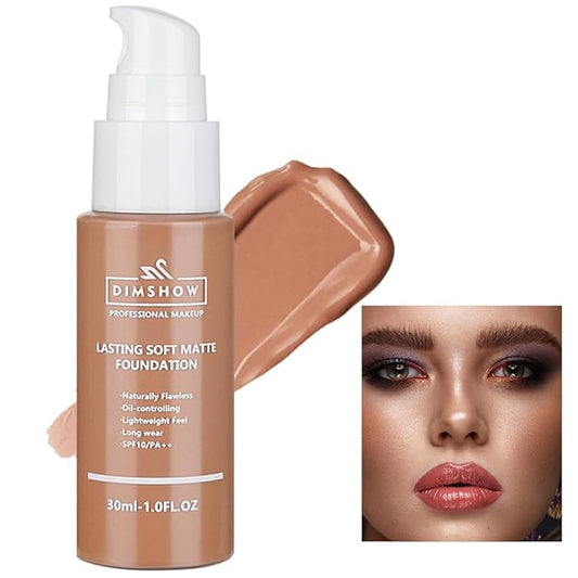 Flawless Matte Liquid Foundation Makeup, Vegan & Cruelty-Free, Liquid Oil-Free Foundation Face Makeup for Combination & Oily Skin, Longwear Medium-Full Coverage (12, 30ml)-VivaGrace Women