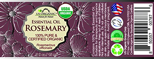 US Organic 100% Pure Rosemary Essential Oil, USDA Certified Organic 100% Pure, Steam Distilled, for Hair Growth, Scalp, Face, Skin, and Aromatherapy (Size Variations Available) (15 ml)-VivaGrace Women
