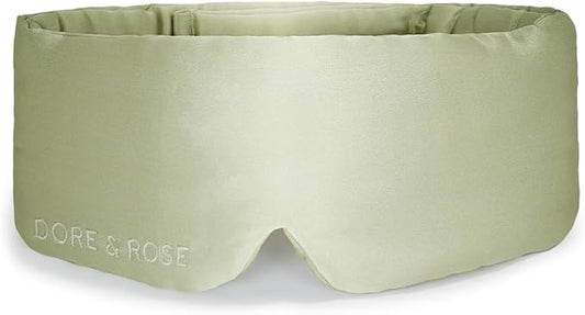 Dore & Rose Deep Sleep Mask Light Blocking, 23 Momme Mulberry Silk Eye Mask, Ultra Soft, Adjustable - Travel Sleeping Mask for Men & Women - Olive-VivaGrace Women